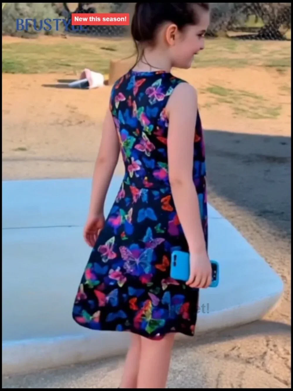 Sleeveless A-Line Floral Sundress for Girls Casual Summer
